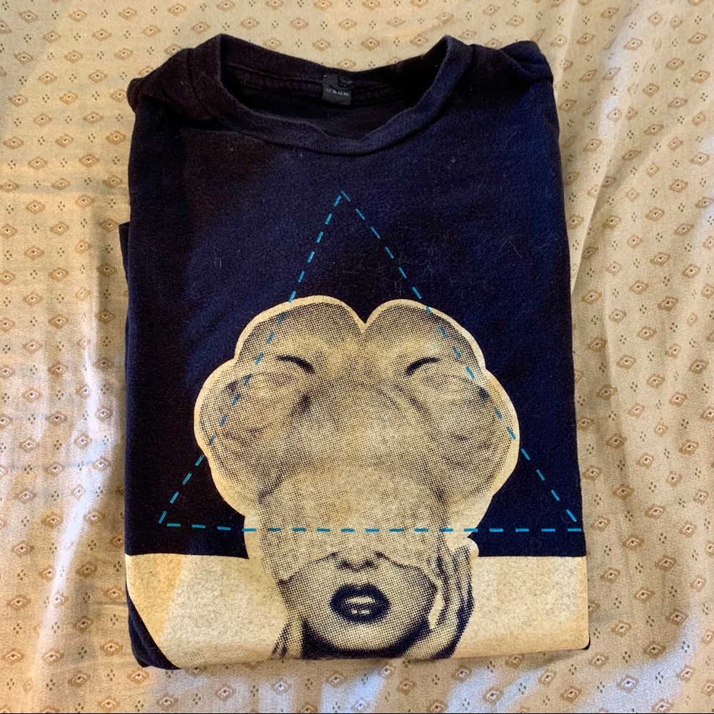 Black graphic tee with woman